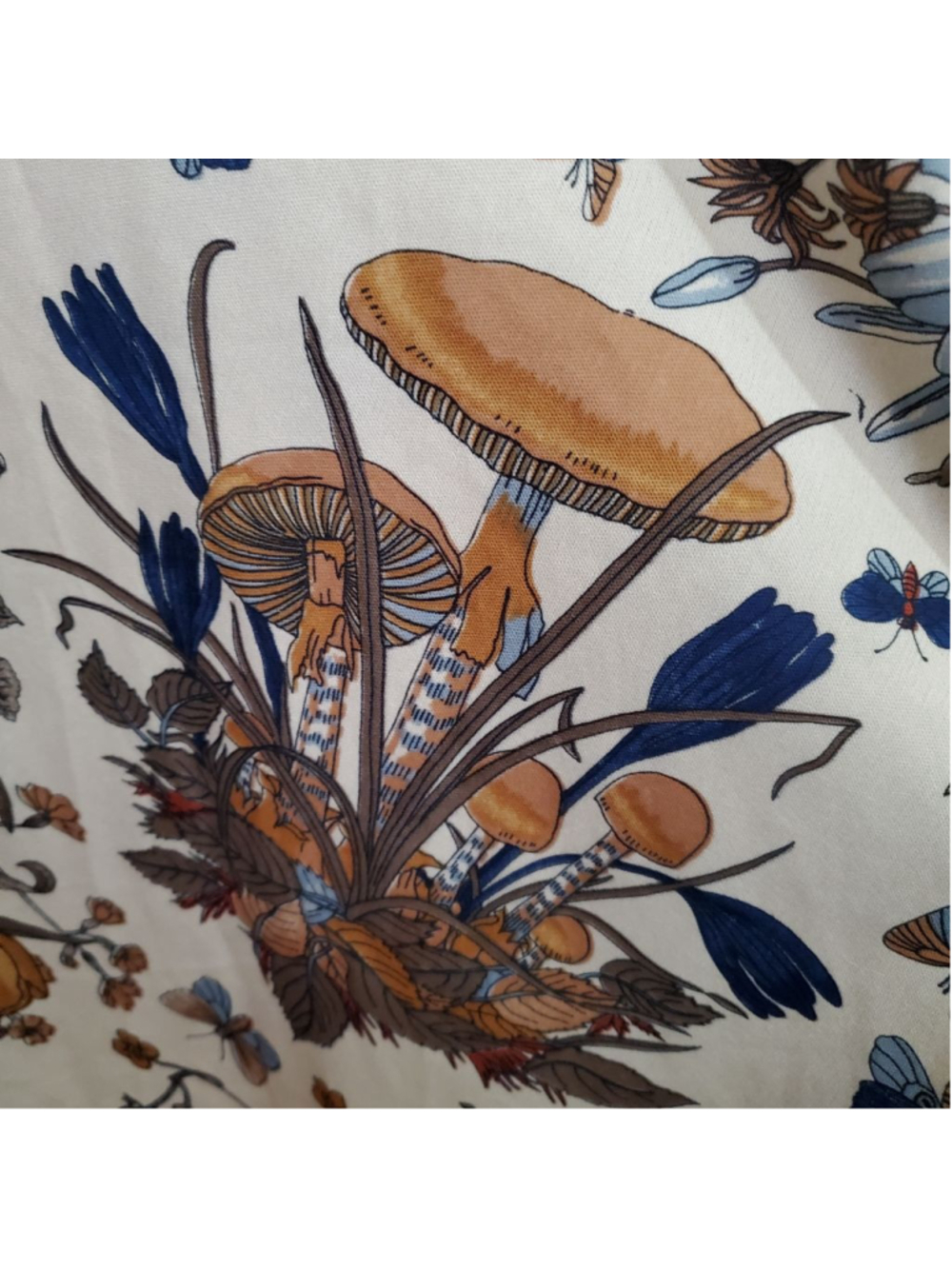 Vintage 1970s Mushroom Floral Butterfly Dress